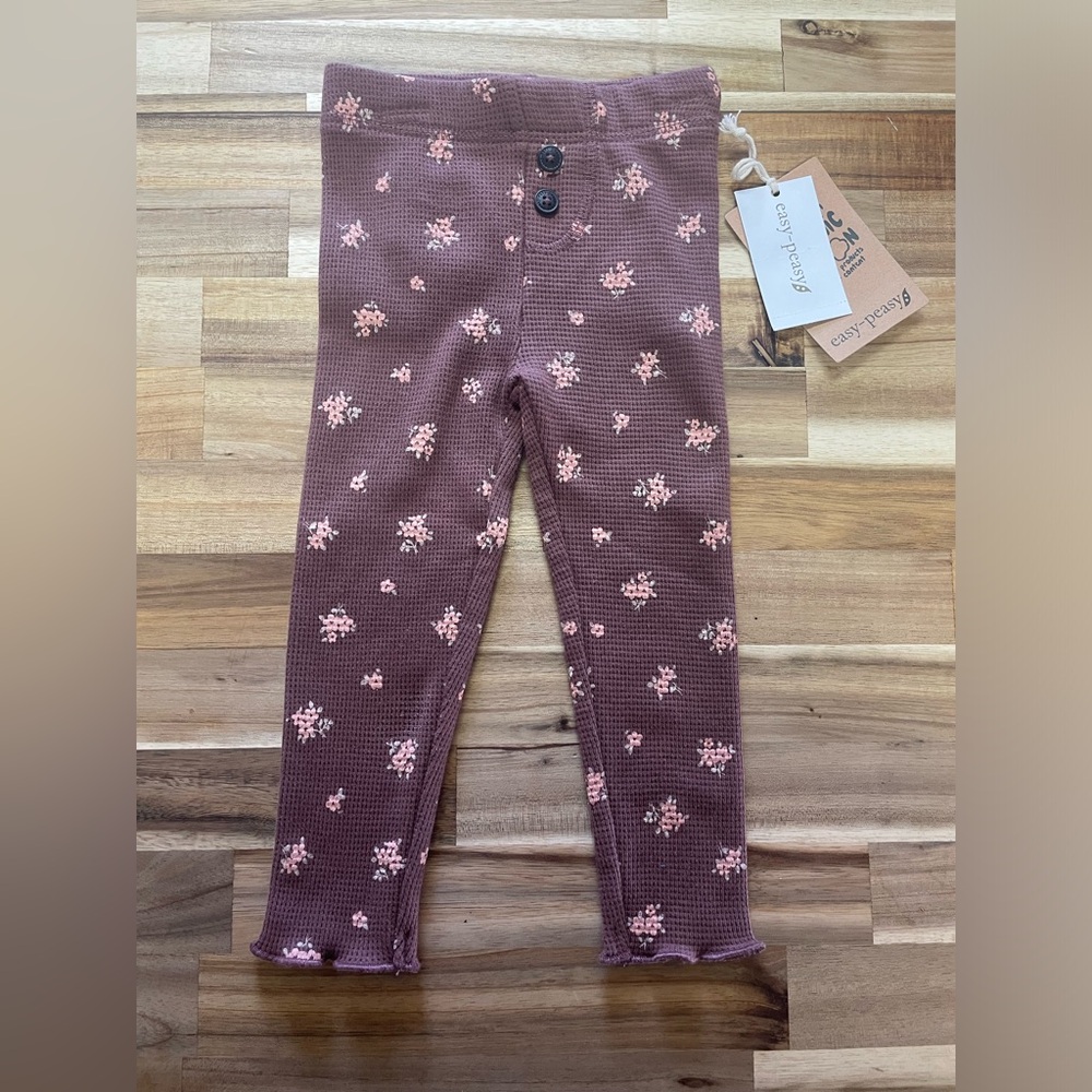 Easy Peezy, brown floral leggings NWT 12m